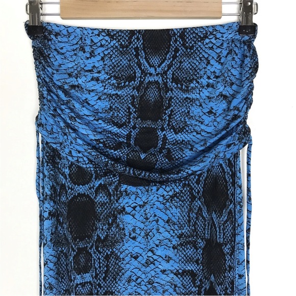 Venus Ruched Snakeskin Print Blue & Black Midi Dress 
Size XS Great Condition - Picture 2 of 5